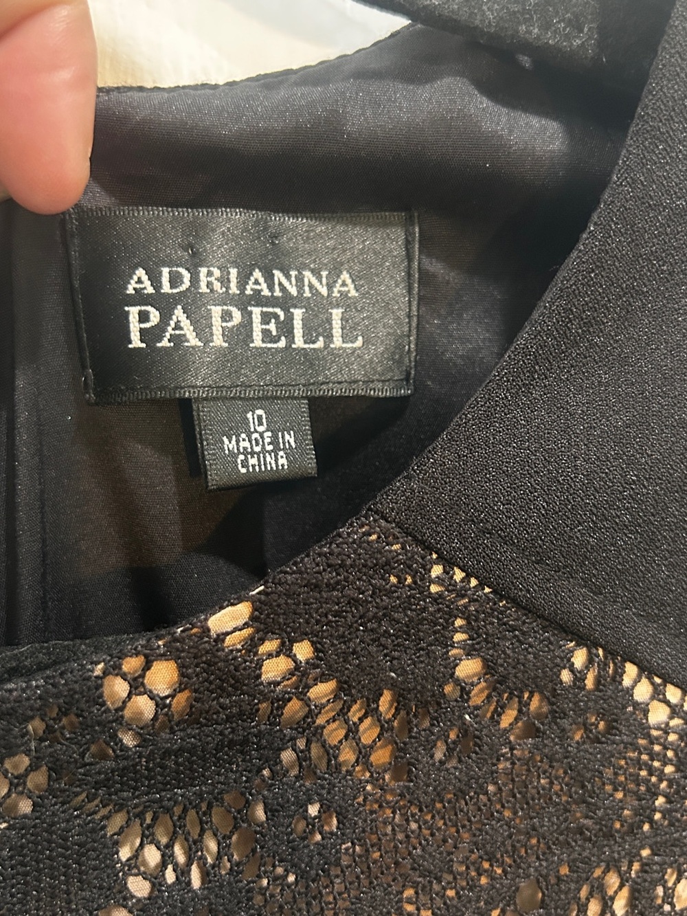 Adrianna Papell Black Lace Overlay Dress